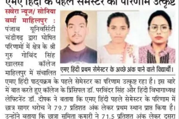 MA Hindi Result
